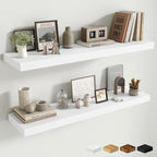 Fun Memories Floating Shelves Set of 2, 40 Inch Long Wooden Wall Shelves, 10 Inch Deep Wall Mounted Storage Shelf with Metal 