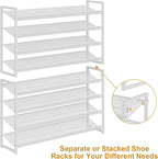 Large Shoe Rack 8 Tier Shoe Organizer, Heavy Duty Metal 4-Tier Stackable Shoe Storage Vertical Shoe Rack for Closet Front Doo
