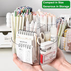Taiuloo 360 Rotating Makeup Organizer, Lazy Susan Cosmetics Storage Turntable, Round Spinning Brush & Pen Holder, Clear Acryl