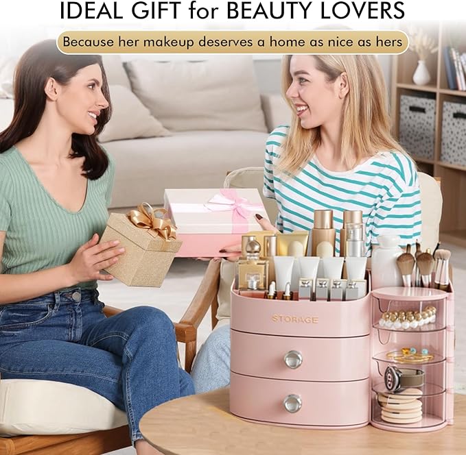 Makeup Organizer Countertop with Drawers, Make up Organizers for Vanity, Skincare Jewelry Earring Organizers, Cosmetic Displa