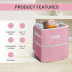 Simple Deluxe Car Trash Can with Lid and Storage Pockets, Multipurpose Garbage Bin with Adjustable Straps, Collapsible and Portable Organizer, 2 Gallon, Pink