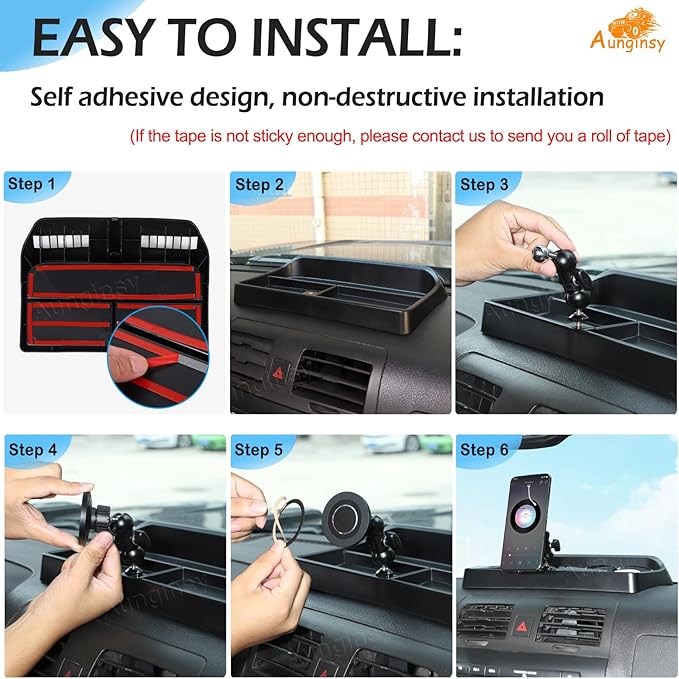 Aunginsy Center Console Dash Storage Tray with Magnetic Suction Phone Holder Compatible with Hummer H3 2005-2009, Dashboard Multi-Functional Mobile Phone Mount Storage Box Organizer Tray Accessories