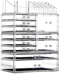 Cq acrylic Clear Makeup Storage Organizer Drawers Skin Care Large Cosmetic Display Cases Stackable Storage Box With 11 Drawer