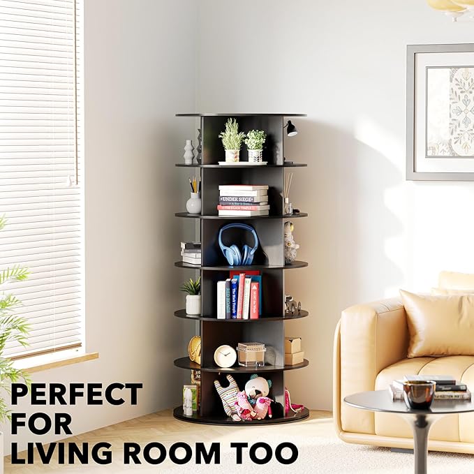 SpaceAid 6 Tier Rotating Shoe Rack Tower, Spinning Shoe Display Lazy Susan, Revolving 360 Shoe Rack Storage Round Carousel, V