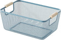 AJIODA Metal Mesh Steel Basket, Small Wire Storage Organizer Baskets Multi-function Hanging Kitchen Basket with Wood Handle f