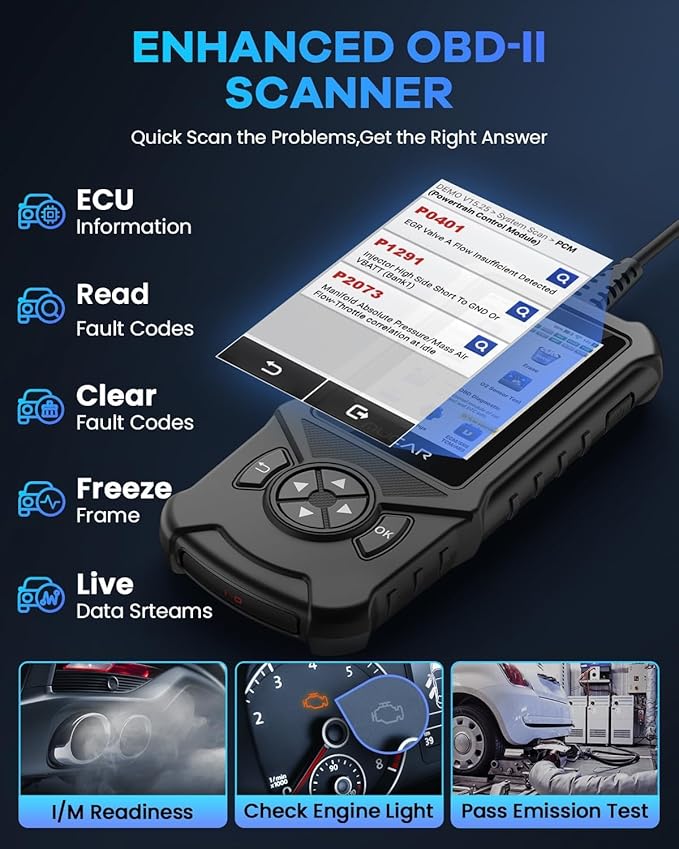 MUCAR CDE900 OBD2 Scanner, Check Engine System Car Code Reader, Automotive Diagnostic Scan Tool with 4 Inches Touchscreen,