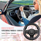 SuperKaKa Car Steering Wheel Cover 2025, Universal Auto PU Cute Breathable Slip-Proof Comfort Imitation Leather Protector Car