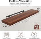 Floating Shelves for Wall, 9.3" Deep Wall Mounted Wood Shelves for Bathroom, Bedroom, Living Room, Kitchen, Hanging Shelf for