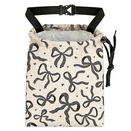 Black Bow Car Trash Bag - Waterproof Car Trash Bag Hanging Leakproof Car Garbage Bag - Washable Reusable Trash Bag for Car Interior Hanging Organizer Storage Vehicle Travelling Camping