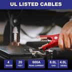 Heavy Duty Jumper Cables - 4 Gauge 20 Feet 600Amp Automotive Booster Cables for Car Battery, for Car, SUV and Trucks, Jumper Cables Kit with Carry Bag, Gloves, Brushes (4 Gauge 20 FT)…