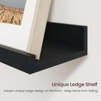 Axeman 48 Inch Floating Shelves | Black Picture Ledge Shelf Set of 3 | Rustic Wood Wall Shelves with Lip | 48" Black Picture 
