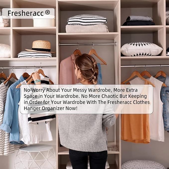 Clothes Hanger Organizer Holder for Space Saving, Fresheracc Hanger Triangle Storage Bag with Handles for Closet Tidier Laund