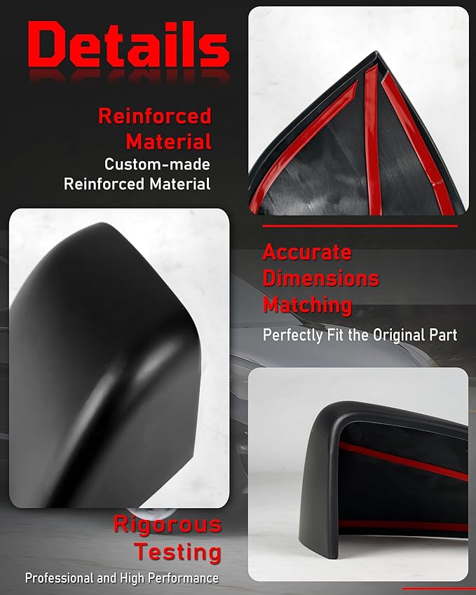 Side Mirror Caps Cover Compatible with Tesla Model Y 2021 2022 2023 2024 Matte Black Mirror Covers