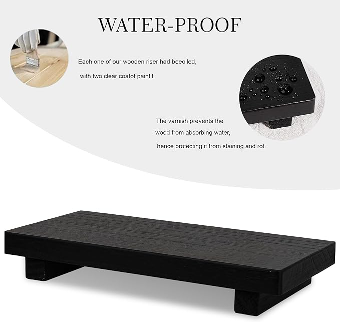 zoocatia Small Wood Tray Pedestal Stand Farmhouse Bathroom Decor Decorative Wooden Riser Kitchen Soap Dish Holder for Vanity,