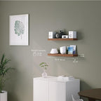 Ballucci Floating Shelves, 24" Wood Wall Shelf Set of 2, with Invisible Brackets for Bathroom, Living Room, Bedroom, Kitchen,
