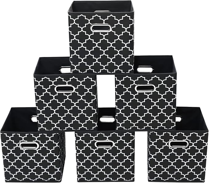 Fabric storage bins Cubes, Fabric Cube Organizer with Handle, Foldable Cube Bins for Cloth or Accessary Storage, 11x11x11 set