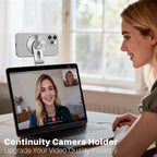 Magnetic Phone Holder for Laptop & Monitor, Foldable Hidden Side Mount, 360° Adjustable Continuity Camera Mount for MagSafe iPhone 12-17 Air Pro Max, Fits for Tesla Model 3/Y, Silver