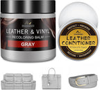 Leather Recoloring Balm with 100ml Mink Oil, Gray Leather Repair Kit and Scratch Remover for Furniture, Car Seats, Sofas, Dye
