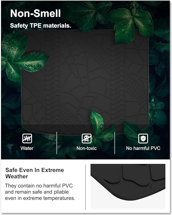 KIWI MASTER Cargo Mat for 2014-2023 Jeep Cherokee, Custom Fit All Weather Rear Cargo Liner, Heavy Duty TPE Tray Trunk Mat, Black