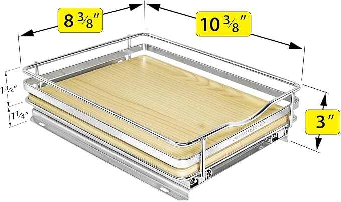 LYNK PROFESSIONAL® Élite™ Pull Out Spice Organization for Cabinets - 8-3/8 inch Wide – Spice Rack for Inside Cabinets – Wood/