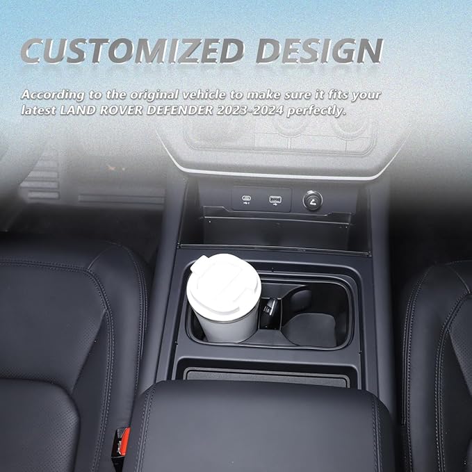 Black Center Console Cup Holder Compatible with Land Rover Defender 90 110 130 2020-2024 Car Cup Holder Expander Storage Box，