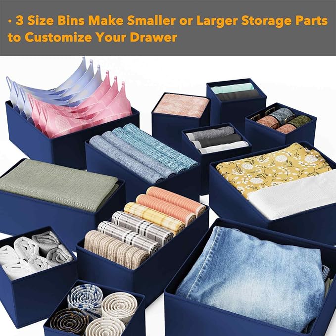 SpaceAid Drawer Organizer for Clothes, 12 Pack Dresser Drawer Organizer Bins, Closet Organizers and Storage Dividers for Clot