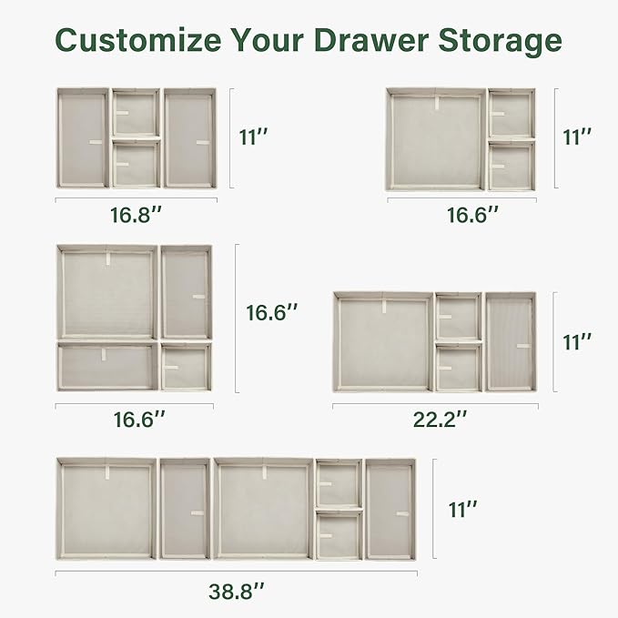 Kootek 16 Pack Drawer Organizer Clothes, Dresser Drawer Organizers for Clothing Fabric Foldable Closet Organizers and Storage
