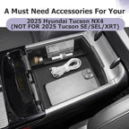 LUWU 2025 Tucson Accessories for 2025 2026 Hyundai Tucson Hybrid [Electronic Shift] Center Console Organizer Armrest Storage Box Armrest Console Organizer Insert Tray Black(NOT FOR 2025 SEL/SE/XRT)