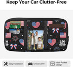 250th USA Anniversary Car Sun Visor Organizer Auto Visor Multi-Pocket Storage Pouch Holder Vehicle Visor Net Personal Belonging Pouch for Card Pen Phone