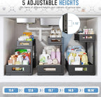 1 Pack 17IN Depth Under Sink Storage Organizer, Large 2-Tier Elegant Mesh Pull Out Shelf for Kitchen and Bathroom Cabinet Org