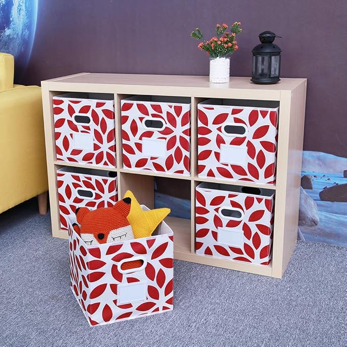MAX Houser Fabric Storage Bins Cubes Baskets Containers with Dual Plastic Handles for Home Closet Bedroom Drawers Organizers,