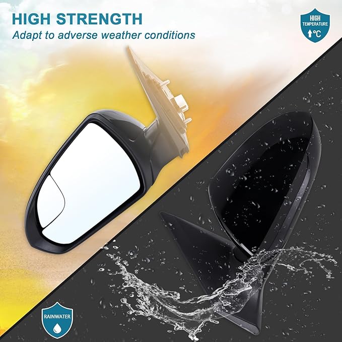 Left Driver Side Mirror Compatible With 2017 2018 2019 2020 Hyundai Elantra With Manual Folding Power Glass Black Replace#87610F3050(3Pins)
