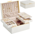 Lolalet Jewelry Box Organizer for Women Girls, 2 Layer Jewelry Organizers and Storage for Necklace Earrings Rings Bracelets, 