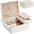 Lolalet Jewelry Box Organizer for Women Girls, 2 Layer Jewelry Organizers and Storage for Necklace Earrings Rings Bracelets, 
