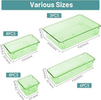 WOWBOX 25 PCS Plastic Drawer Organizer Set, 4 Sizes Desk Drawer Divider Organizers and Storage Bins for Makeup, Jewelry, Gadg
