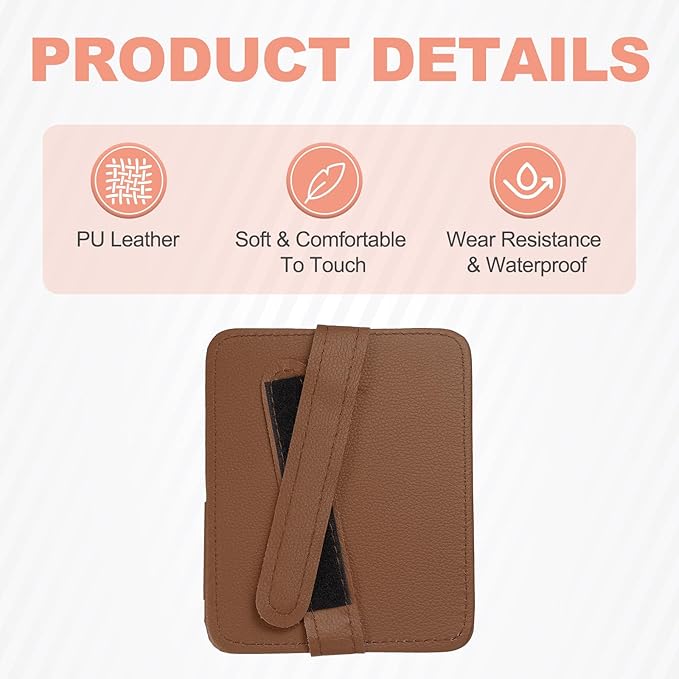 HARFINGTON 2Pcs Car Sun Visor Organizer 6.02" x 4.76" Leather Multi-Pocket Visor Card Sleeve Pocket Car Truck SUV Interior Storage Pouch for Driving License Credit Card Bill Sunglasses, Brown