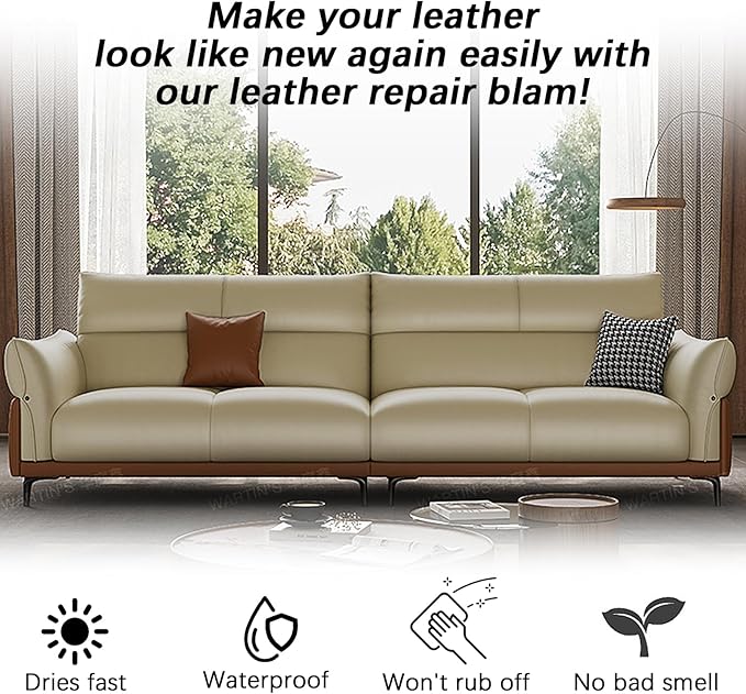 Beige Leather Recoloring Balm, Leather Color Restorer Conditioner, Leather Repair Kits for Vinyl Furniture, Sofa, Car Seats, 