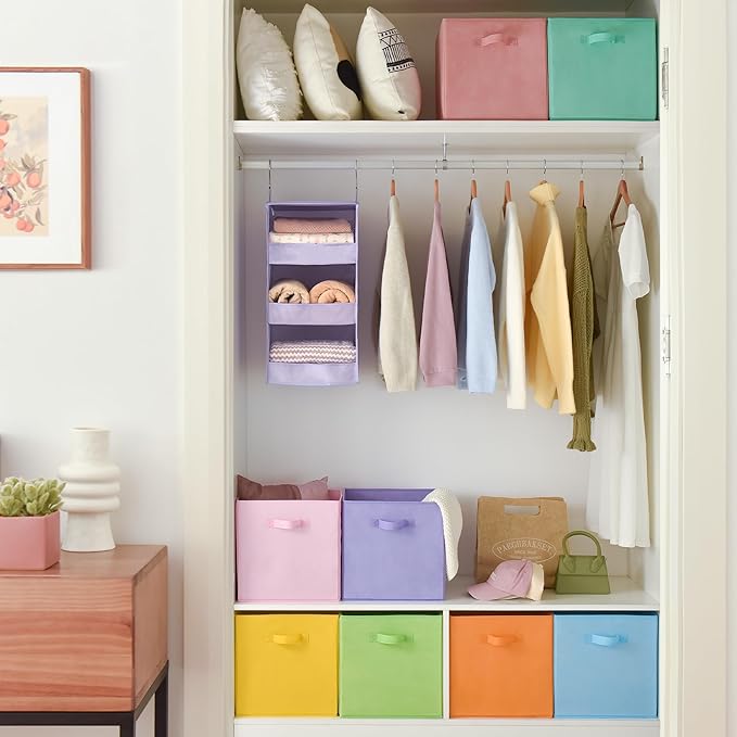 GRANNY SAYS 13 Inch Cube Storage Bins, Colorful Cube Storage Organizer, Fabric Storage Bins, Storage Cubes for Shelves, Close