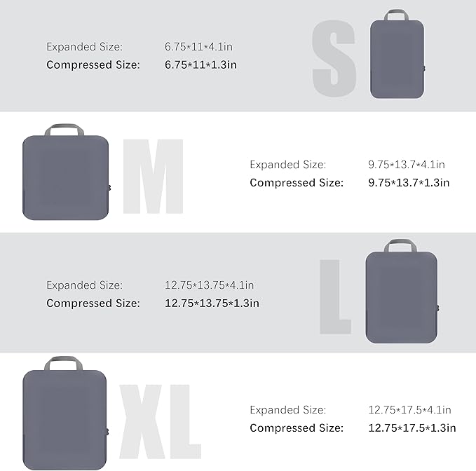 PANDA JOYS 4 Set Compression Packing Cubes Travel - Travel Accessories Expandable Packing Organizers for Carry On - Essential