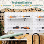Qunclay 8 Pack Pegboard Shelf Set Wooden Shelves with Metal Brackets Hook Wall Pegboard Shelving Heavy Duty Accessories for C