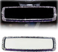 ZIMISI Bling Car Rear View Mirror, 10.51 Inch HD Glass Wide Angle Rearview Mirrors, Clip-on Crystal Diamond Panoramic Rear View Mirror Accessories, Bling Car Decorations for Women (Purple)