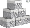 StorageTastic Storage Bins, 6-Pack Large Storage Box with Rope Handles, Collapsible Storage Basket for Organizing Books,Cloth