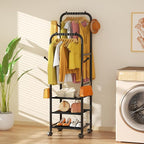 Furologee Clothing Racks for Hanging Clothes, Portable Rolling Garment Rack, Sturdy Metal Freestanding Clothes Rack with Whee