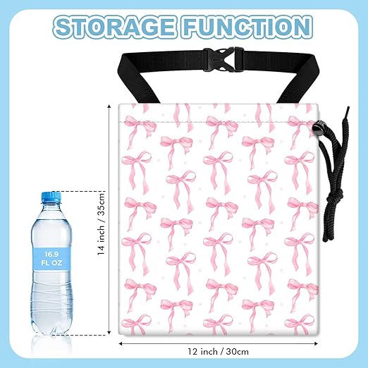 Pink Bow Car Trash Bag - Waterproof Car Trash Bag Hanging Leakproof Car Garbage Bag - Washable Reusable Trash Bag for Car Interior Hanging Organizer Storage Vehicle Travelling Camping