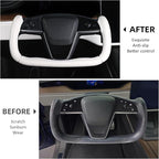Steering Wheel Cover for Tesla Yoke Steering Wheel Cover Customzied for Tesla Model S 2021-Present/Model X 2021-Present Accessories,Anti-Slip,Comfortable Grip,Breathable,Matte White