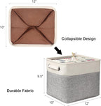 Kntiwiwo Foldable Storage Bin Collapsible Basket 12" x 10" x 9.5" Cube Storage Organizer Bins with Dual Carry Handles for Hom