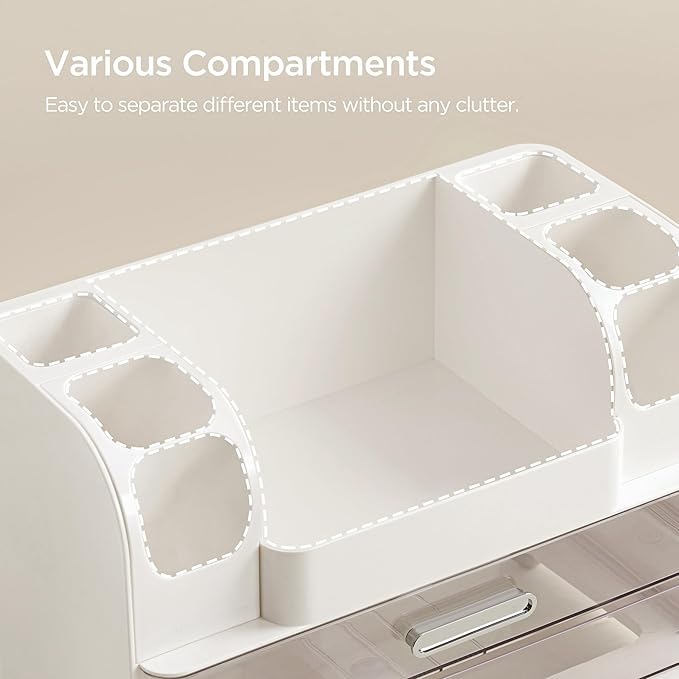 HBlife Makeup Organizer for Vanity with Brush Holder, Large Bathroom Countertop Cosmetic Organizer Skin Care Storage, Easy to