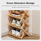 YYW Bamboo Shoe Rack for Entryway, Free Free Standing Shoe Racks Shelf Closet, Widen Foldable Vertical Shoe Storage Organizer