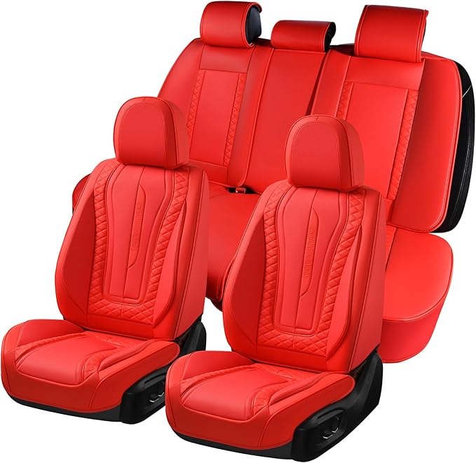 Coverado Car Seat Covers Full Set, Front Seat Cover and Back Seat Covers for Cars, Faux Leather Waterproof Seat Covers, Car S