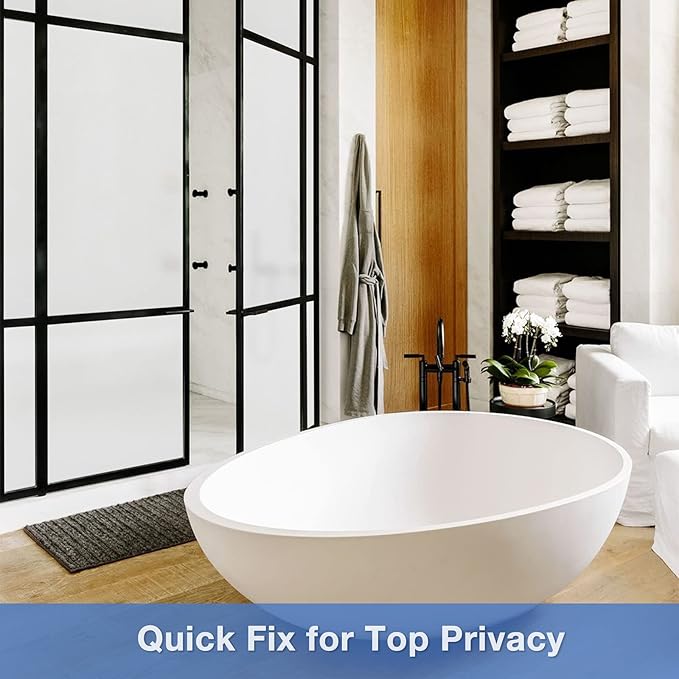 Volcanics Frosted Glass Window Privacy Film with Installation Tools, Removable Static Cling Bathroom Window Film, Heat Control UV Blocking, Peep-Proof, Ideal for Home Office 35.4 x 39.3 Inches